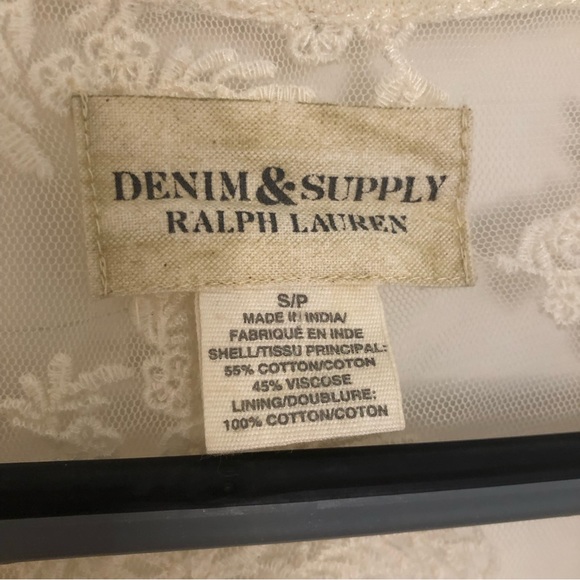 Denim Supply Ralph Lauren Bohemian Printed Tea Dress Lace Flare Sleeves Prairie - Picture 11 of 14